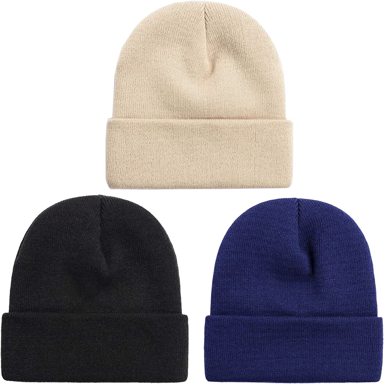NPQQUAN 3 Packs Unisex Beanie Hats for Men Women Winter Knit Beanies - Image 5